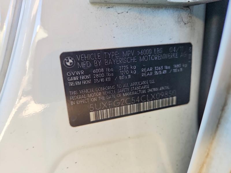 Auction sale of the 2012 Bmw X6, vin: 5UXFG2C54CLX09850, lot number: 57918056