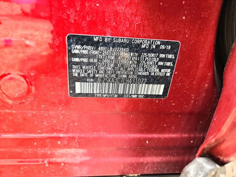 58235216 :رقم المزاد ، JF2SKAJC7LH431072 vin ، 2020 Subaru Forester مزاد بيع