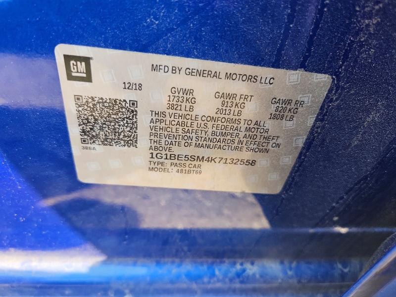 Продаж на аукціоні авто 2019 Chevrolet Cruze, vin: 1G1BE5SM4K7132558, номер лоту: 58397706