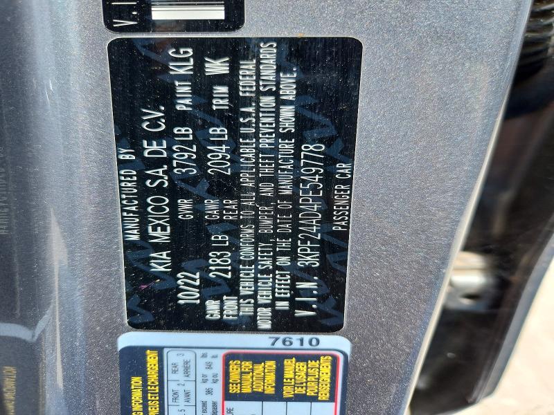 57085136 :رقم المزاد ، 3KPF24AD4PE549778 vin ، 2023 Kia Forte مزاد بيع