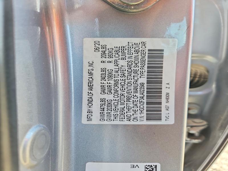 2020 Honda Accord მანქანა იყიდება აუქციონზე, vin: 1HGCV2F34LA023549, აუქციონის ნომერი: 55652046