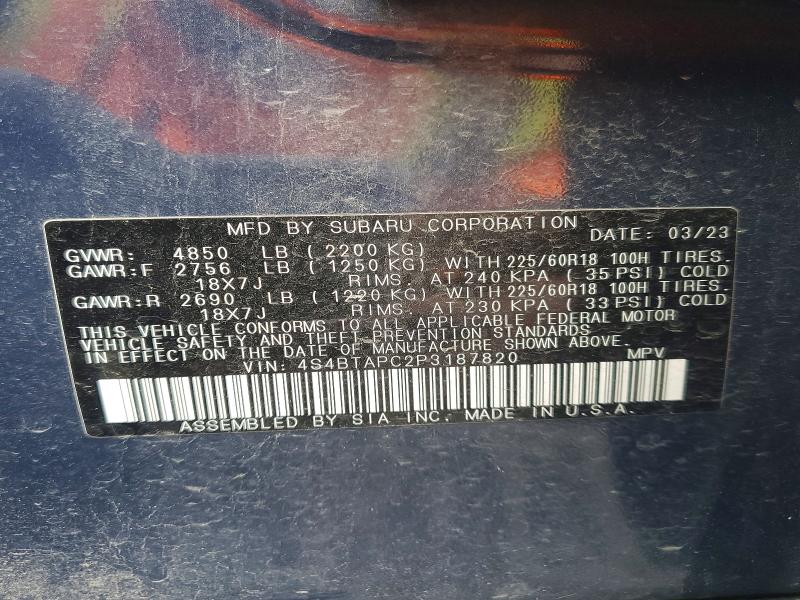 56529666 :رقم المزاد ، 4S4BTAPC2P3187820 vin ، 2023 Subaru Outback مزاد بيع