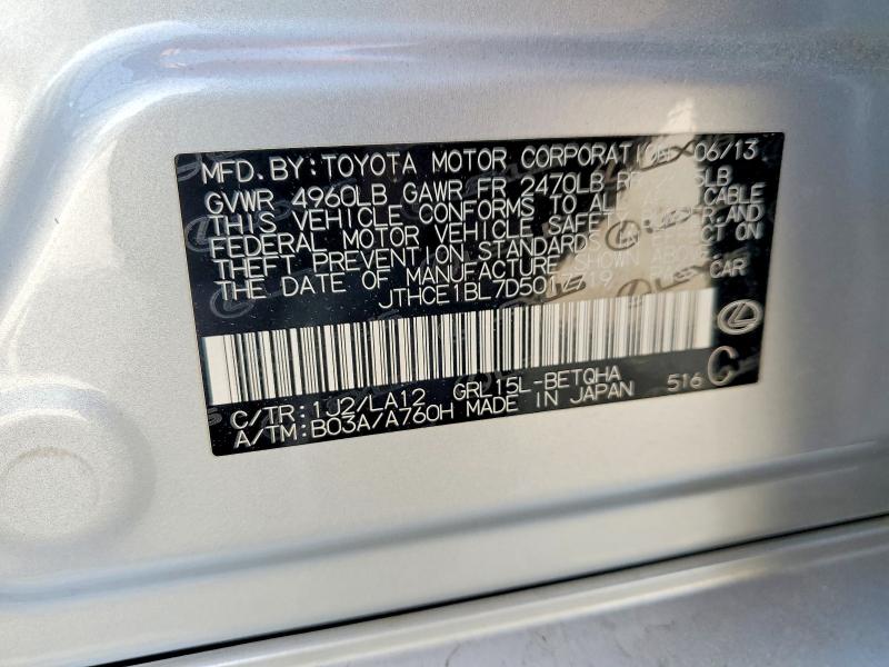 Aukcja sprzedaży 2013 Lexus Gs, vin: JTHCE1BL7D5017719, numer aukcji: 55842736