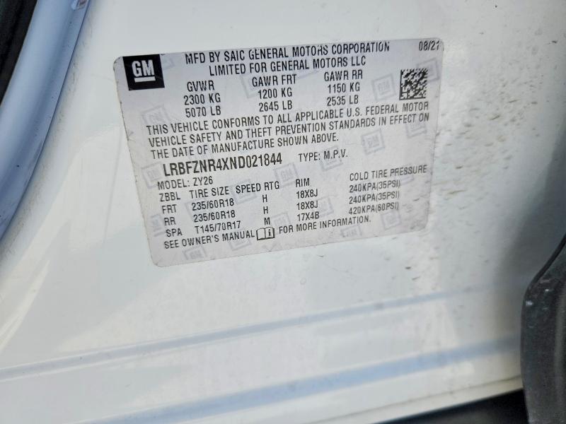 Продаж на аукціоні авто 2022 Buick Envision, vin: LRBFZNR4XND021844, номер лоту: 58699486