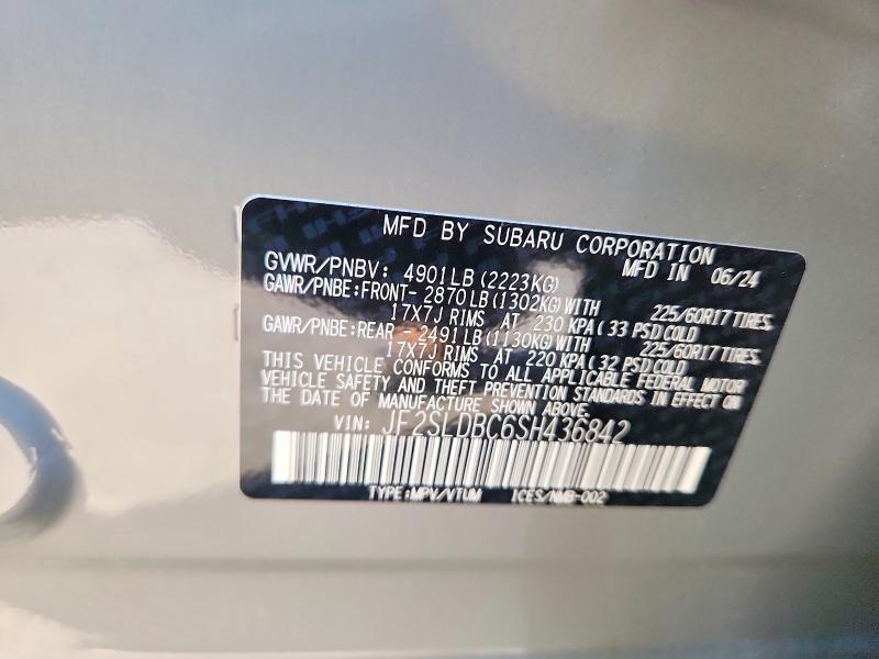 Продажа на аукционе авто 2025 Subaru Forester, vin: JF2SLDBC6SH436842, номер лота: 58252156