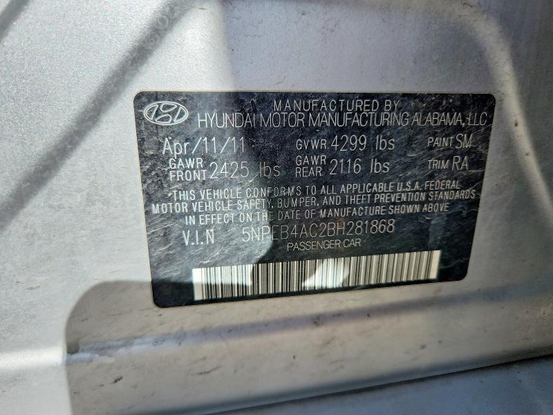 56112066 :رقم المزاد ، 5NPEB4AC2BH281868 vin ، 2011 Hyundai Sonata مزاد بيع