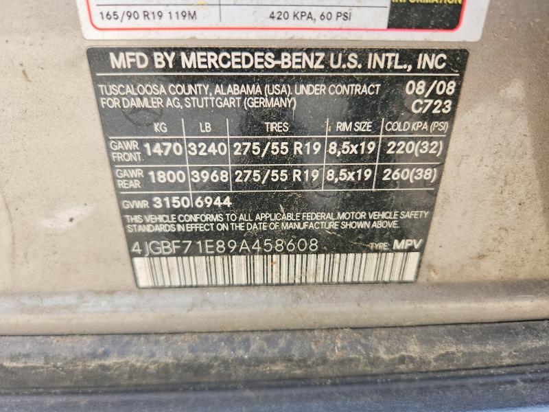57636156 :رقم المزاد ، 4JGBF71E89A458608 vin ، 2009 Mercedes-benz Gl مزاد بيع