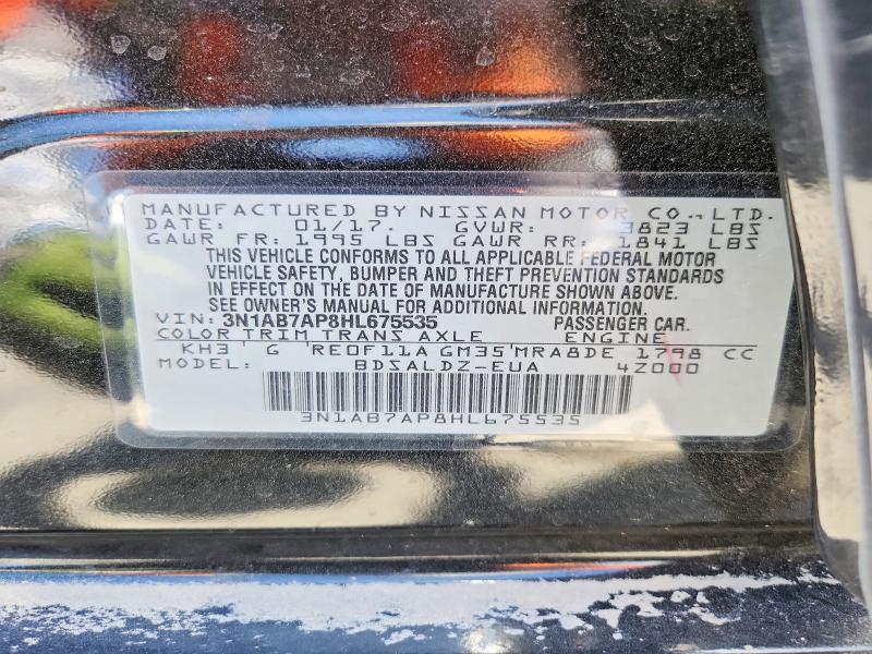 Продажа на аукционе авто 2017 Nissan Sentra, vin: 3N1AB7AP8HL675535, номер лота: 55593646