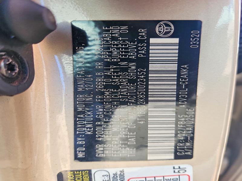 2005 Toyota Camry მანქანა იყიდება აუქციონზე, vin: 4T1BE32K85U023452, აუქციონის ნომერი: 57201596