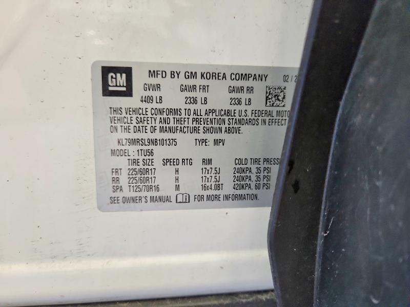 Продажа на аукционе авто 2022 Chevrolet Trailblazer, vin: KL79MRSL9NB101375, номер лота: 58039626