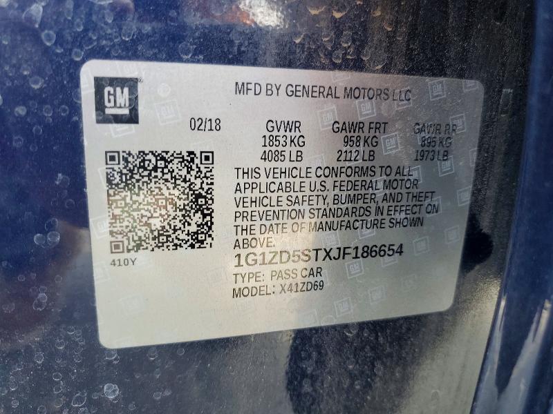 Продаж на аукціоні авто 2018 Chevrolet Malibu, vin: 1G1ZD5STXJF186654, номер лоту: 57366966