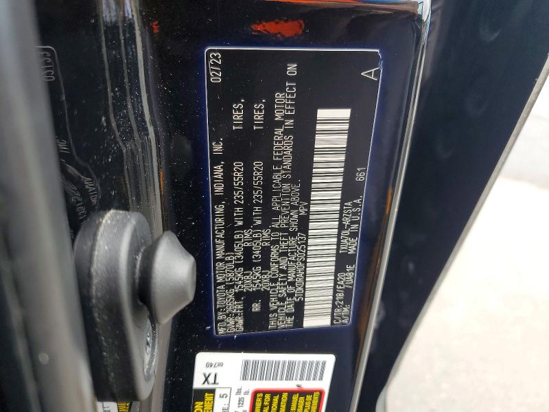 Продажа на аукционе авто 2023 Toyota Highlander, vin: 5TDKDRAH0PS025137, номер лота: 59106686
