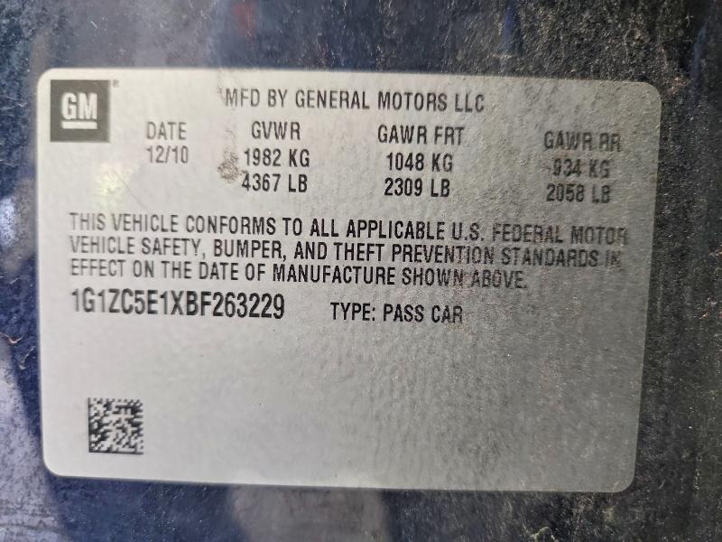 57507616 :رقم المزاد ، 1G1ZC5E1XBF263229 vin ، 2011 Chevrolet Malibu مزاد بيع