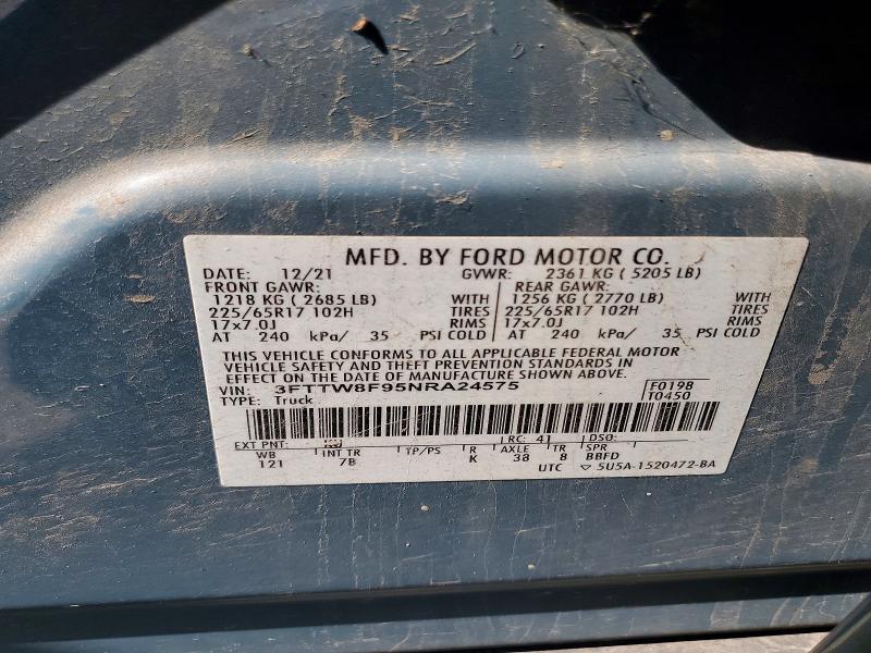 Продаж на аукціоні авто 2022 Ford Maverick, vin: 3FTTW8F95NRA24575, номер лоту: 58913506