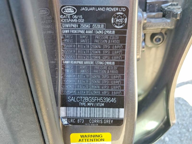 Продажа на аукционе авто 2015 Land Rover Discovery Sport, vin: SALCT2BG5FH539646, номер лота: 58407856