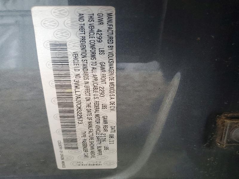Продаж на аукціоні авто 2012 Volkswagen Jetta, vin: 3VWLL7AJ7CM322573, номер лоту: 58829476