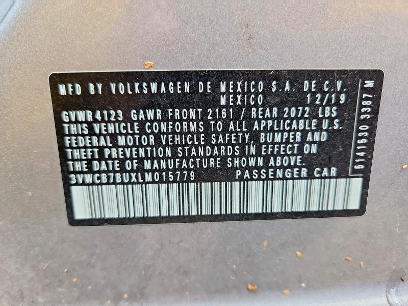 2020 Volkswagen Jetta მანქანა იყიდება აუქციონზე, vin: 3VWCB7BUXLM015779, აუქციონის ნომერი: 58745616