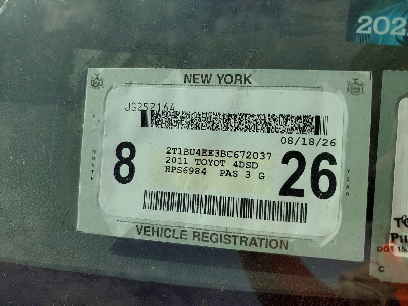 Продаж на аукціоні авто 2011 Toyota Corolla, vin: 2T1BU4EE3BC672037, номер лоту: 58424656