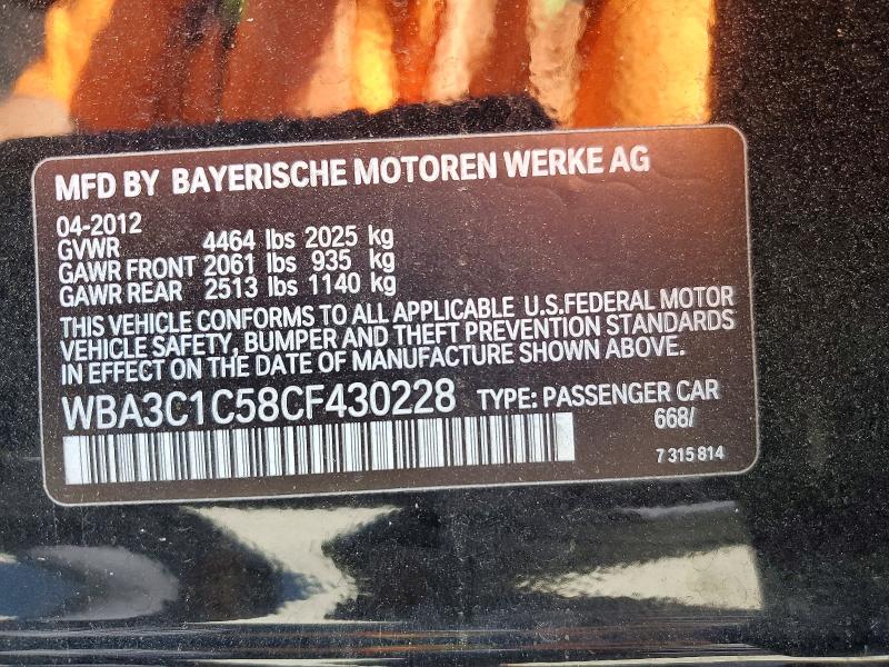 Продажа на аукционе авто 2012 Bmw 328, vin: WBA3C1C58CF430228, номер лота: 58615086