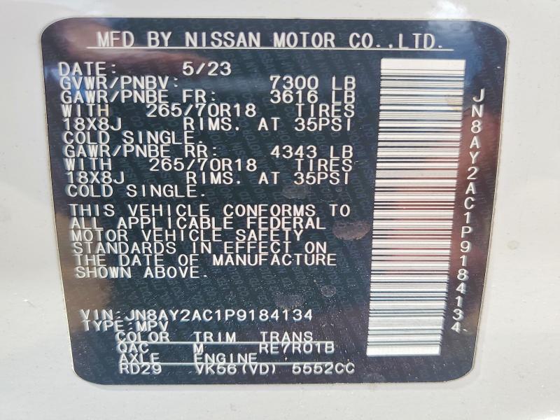 Aukcja sprzedaży 2023 Nissan Armada, vin: JN8AY2AC1P9184134, numer aukcji: 56969626