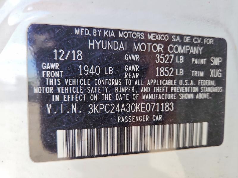 Продаж на аукціоні авто 2019 Hyundai Accent, vin: 3KPC24A30KE071183, номер лоту: 55752406