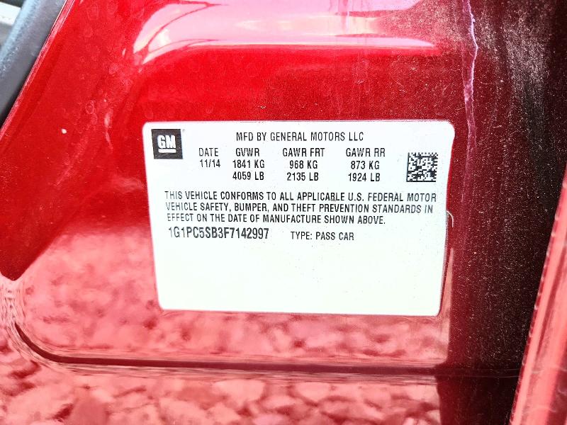 85773135 :رقم المزاد ، 1G1PC5SB3F7142997 vin ، 2015 Chevrolet Cruze مزاد بيع
