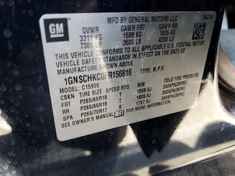 Aukcja sprzedaży 2015 Chevrolet Suburban, vin: 1GNSCHKC0FR156816, numer aukcji: 56119796