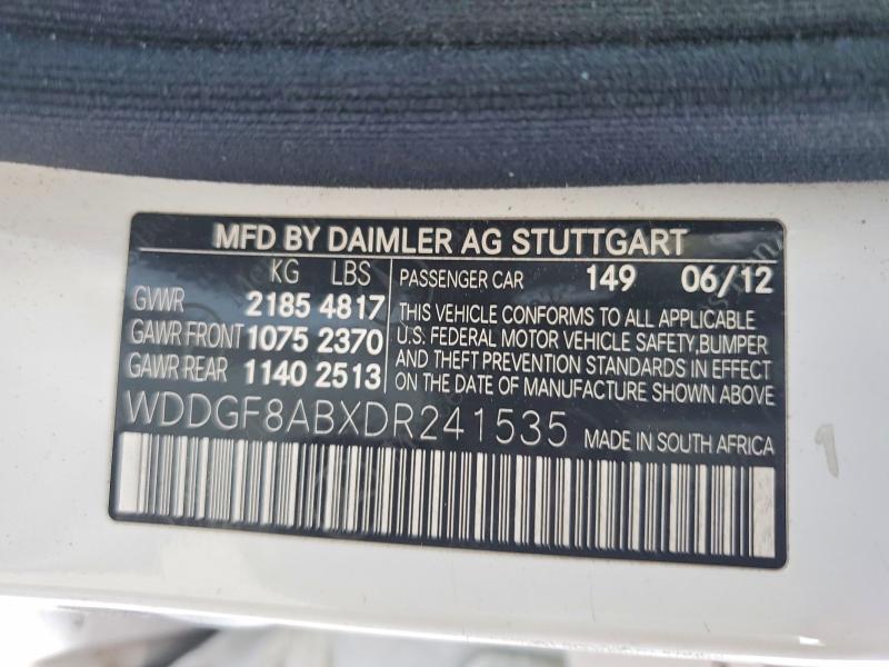 58792426 :رقم المزاد ، WDDGF8ABXDR241535 vin ، 2013 Mercedes-benz C مزاد بيع