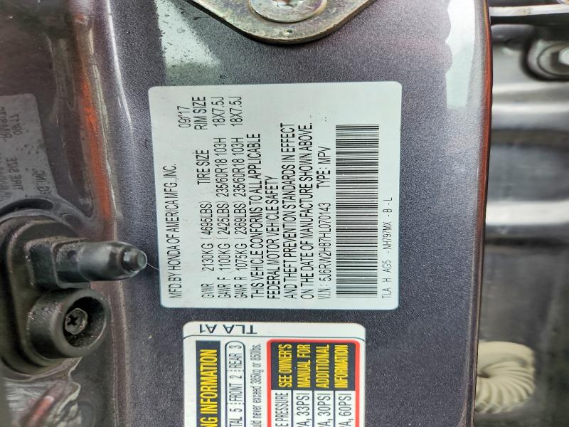 Aukcja sprzedaży 2017 Honda Cr-v, vin: 5J6RW2H87HL070143, numer aukcji: 58798446