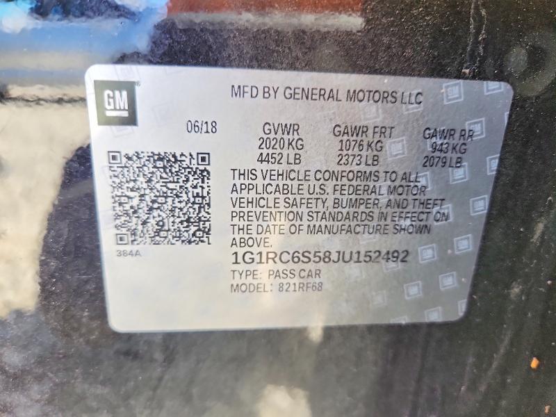 Продажа на аукционе авто 2018 Chevrolet Volt, vin: 1G1RC6S58JU152492, номер лота: 58400946