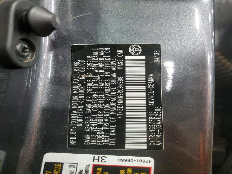 2009 Toyota Camry მანქანა იყიდება აუქციონზე, vin: 4T4BE46K69R094998, აუქციონის ნომერი: 56045086