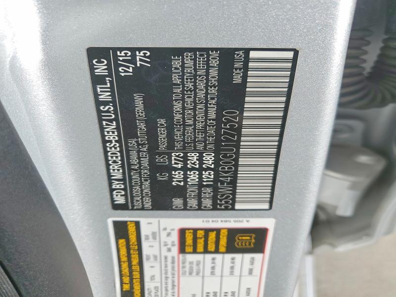 55529306 :رقم المزاد ، 55SWF4KB0GU127520 vin ، 2016 Mercedes-benz C مزاد بيع