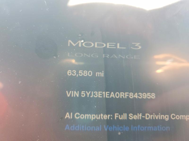 2024 Tesla Model 3 მანქანა იყიდება აუქციონზე, vin: 5YJ3E1EA0RF843958, აუქციონის ნომერი: 59067506