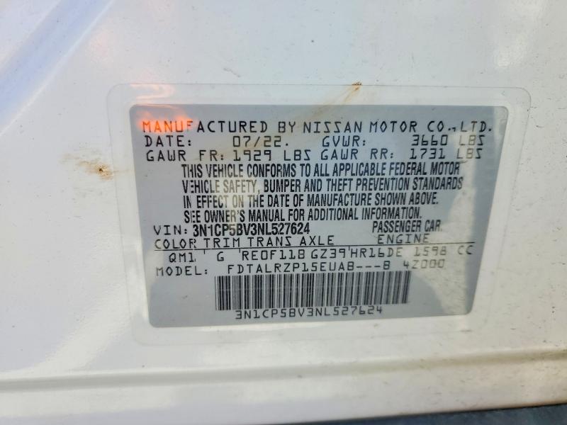 Продаж на аукціоні авто 2022 Nissan Kicks, vin: 3N1CP5BV3NL527624, номер лоту: 55749346