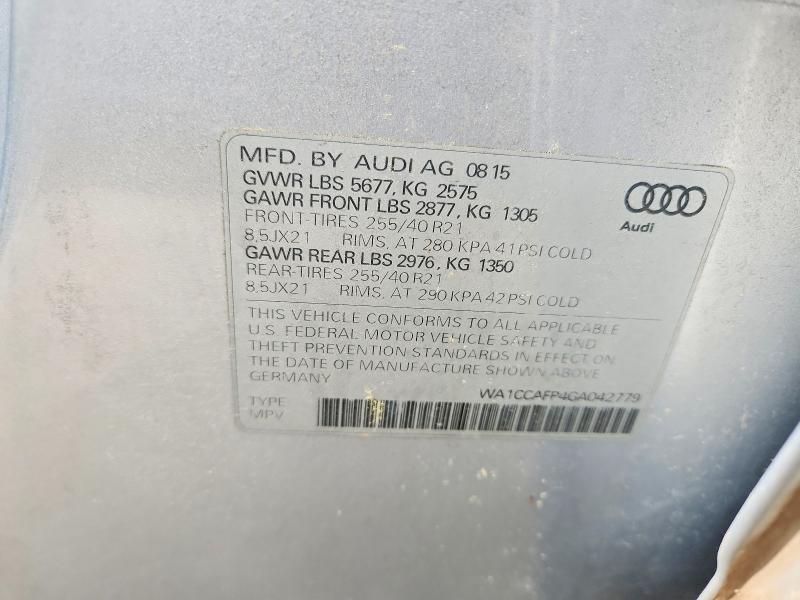 57268486 :رقم المزاد ، WA1CCAFP4GA042779 vin ، 2016 Audi Sq5 مزاد بيع
