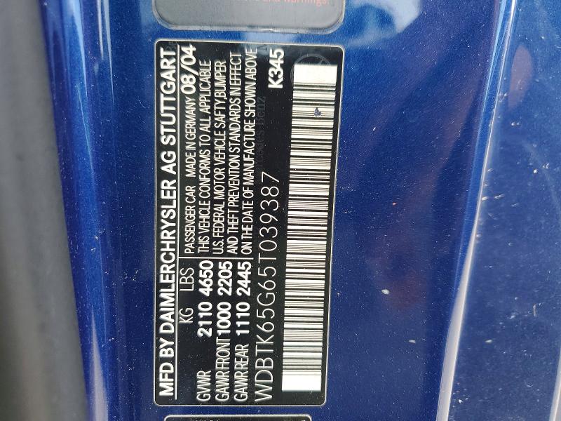 Aukcja sprzedaży 2005 Mercedes-benz Clk, vin: WDBTK65G65T039387, numer aukcji: 55837106
