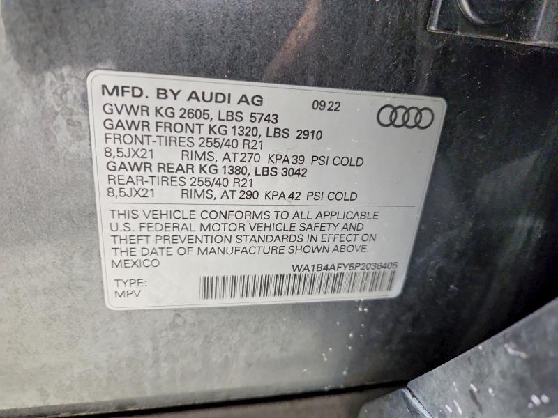 Продажа на аукционе авто 2023 Audi Sq5, vin: WA1B4AFY5P2036405, номер лота: 58787166