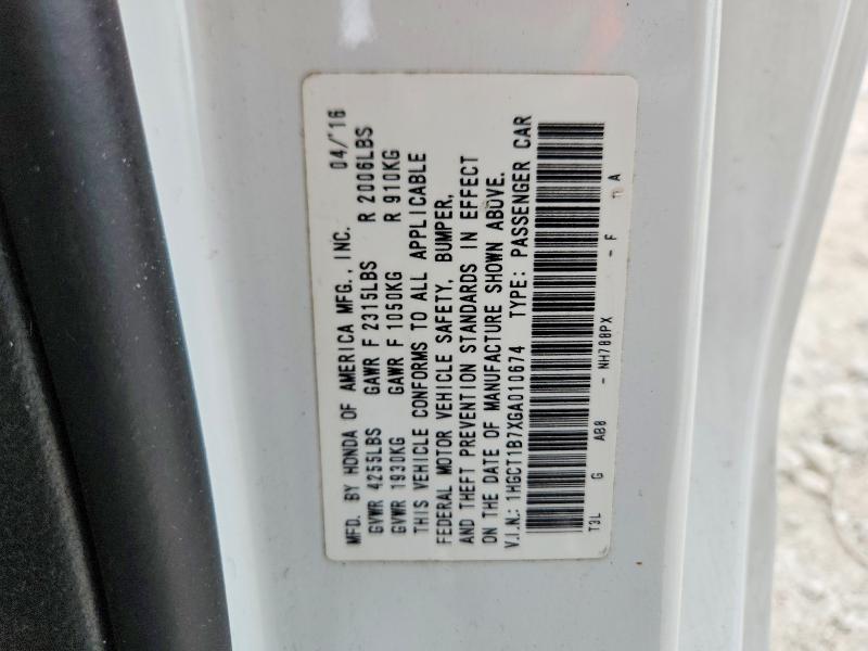 56661576 :رقم المزاد ، 1HGCT1B7XGA010674 vin ، 2016 Honda Accord مزاد بيع