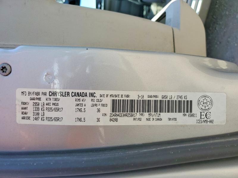 Продаж на аукціоні авто 2010 Dodge Grand Caravan, vin: 2D4RN4DE0AR258017, номер лоту: 52224796