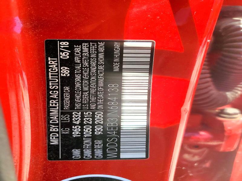 59286376 :رقم المزاد ، WDDSJ4EB3JN684138 vin ، 2018 Mercedes-benz Cla مزاد بيع