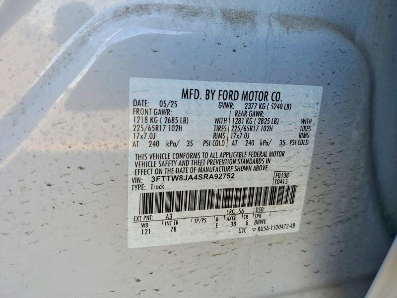 Aukcja sprzedaży 2025 Ford Maverick, vin: 3FTTW8JA4SRA92752, numer aukcji: 57935486