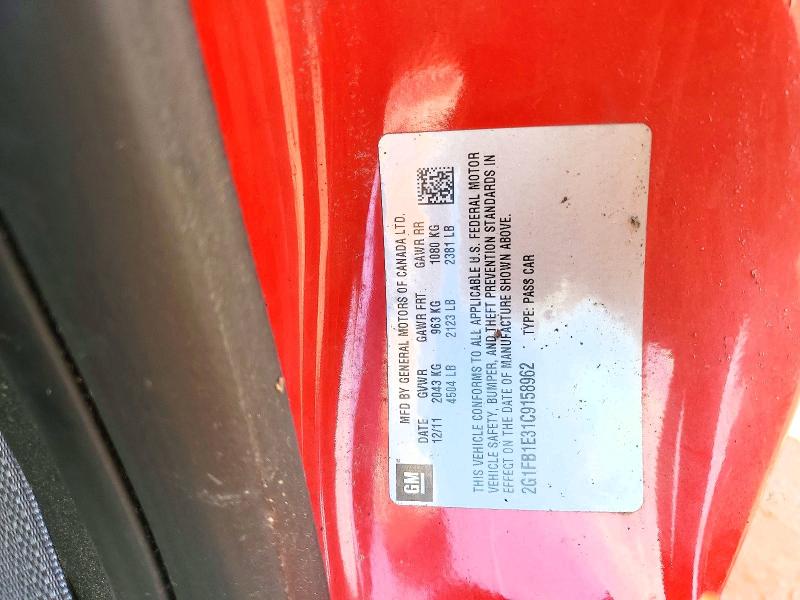 Продажа на аукционе авто 2012 Chevrolet Camaro, vin: 2G1FB1E31C9158962, номер лота: 58584386