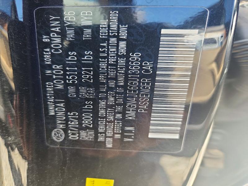2016 Hyundai Genesis მანქანა იყიდება აუქციონზე, vin: KMHGN4JE6GU136696, აუქციონის ნომერი: 55563746
