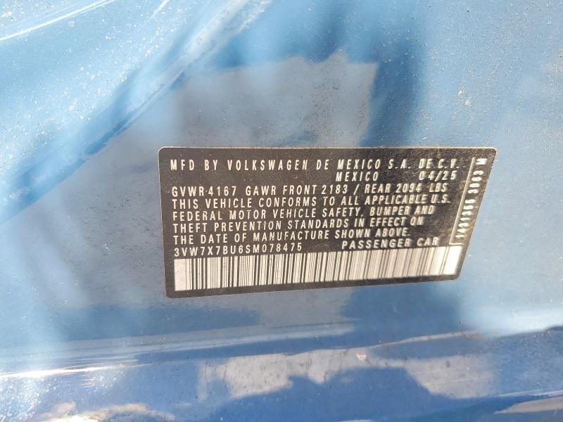 Aukcja sprzedaży 2025 Volkswagen Jetta, vin: 3VW7X7BU6SM078475, numer aukcji: 57144976