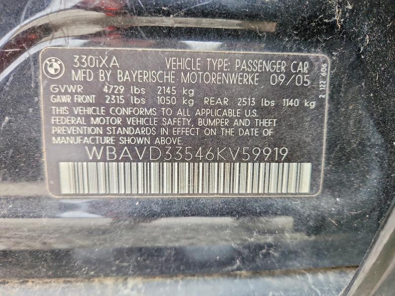 58429006 :رقم المزاد ، WBAVD33546KV59919 vin ، 2006 Bmw 330 مزاد بيع