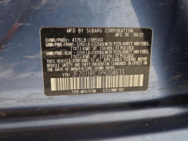 Aukcja sprzedaży 2023 Subaru Crosstrek, vin: JF2GTHRC7PH204633, numer aukcji: 56785396