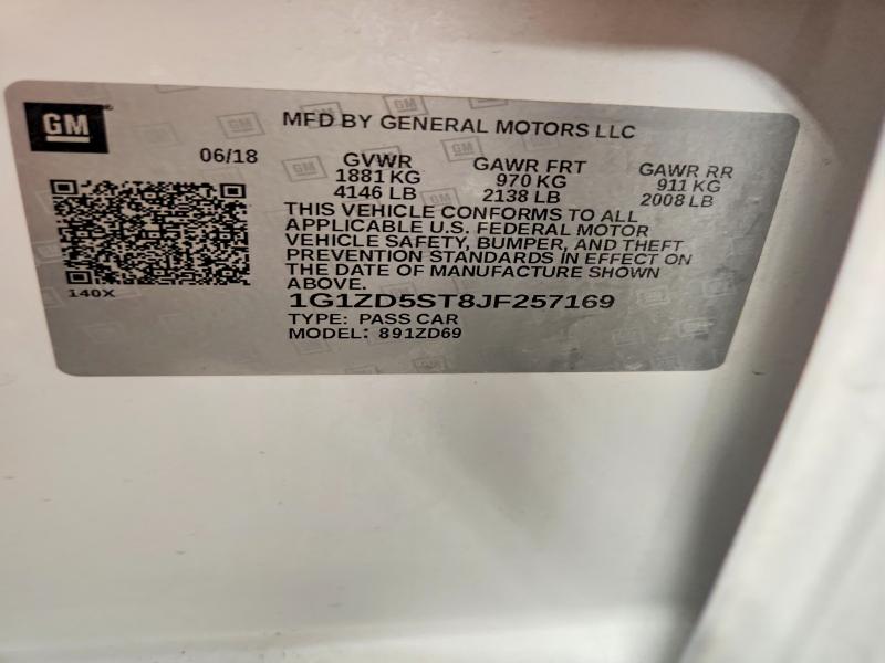 Продажа на аукционе авто 2018 Chevrolet Malibu, vin: 1G1ZD5ST8JF257169, номер лота: 55966466