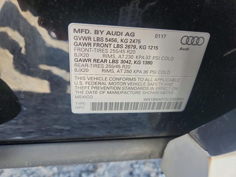Продаж на аукціоні авто 2018 Audi Q5, vin: WA1BNAFY3J2003830, номер лоту: 56150706