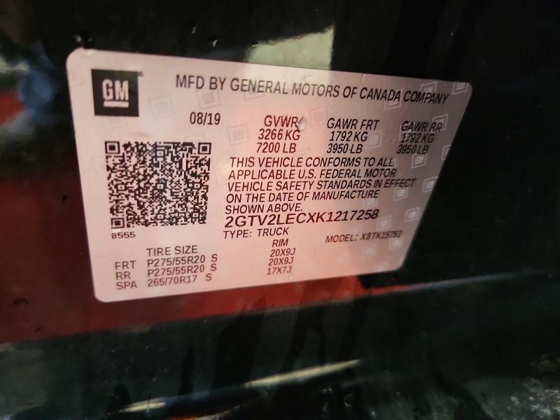 54999816 :رقم المزاد ، 2GTV2LECXK1217258 vin ، 2019 Gmc Sierra Limited مزاد بيع