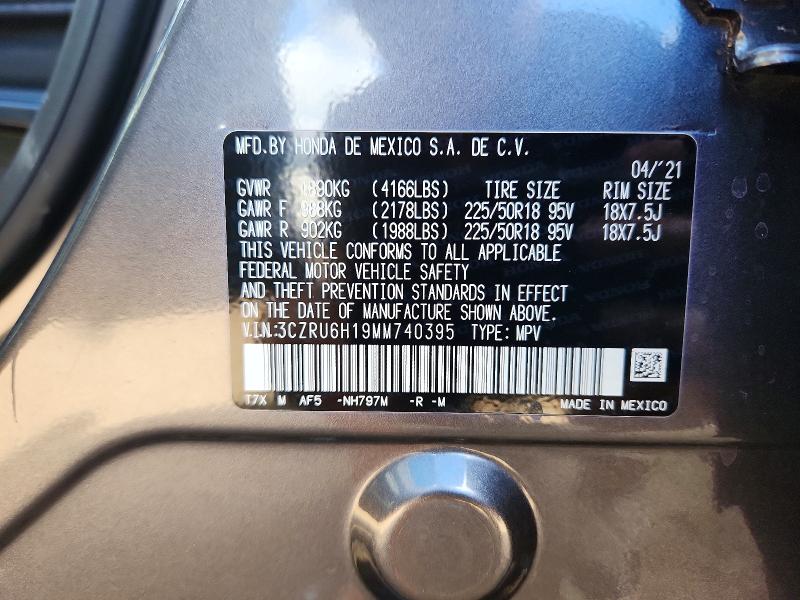 2021 Honda Hr-v მანქანა იყიდება აუქციონზე, vin: 3CZRU6H19MM740395, აუქციონის ნომერი: 59008766